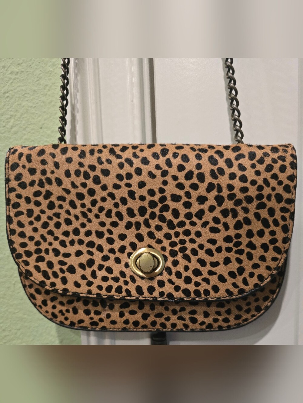 Anthropologie Leopard Print Crossbody Bag in Tan and Black